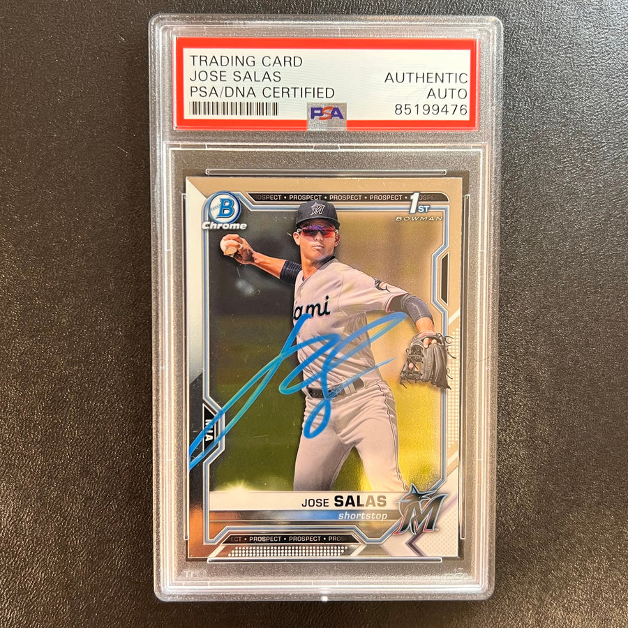 2021 Topps #BCP-110 Jose Salas Signed Card PSA Slabbed AUTO Marlins