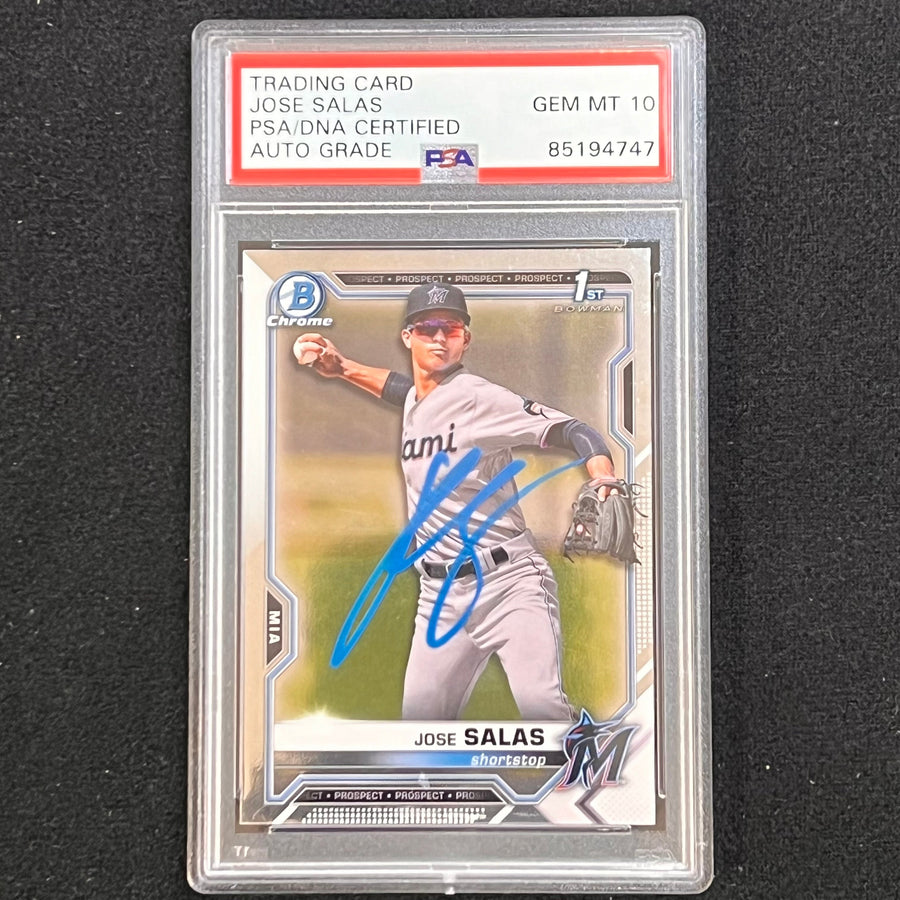 2021 Topps #BCP-110 Jose Salas Signed Card PSA Slabbed AUTO 10 Marlins