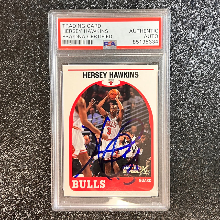2000 Fleer Skybox #38 Hersey Hawkins Signed Card PSA Slabbed Bulls