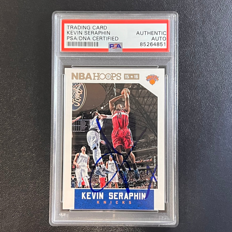 2015-16 NBA Hoops #132 Kevin Seraphin Signed Card AUTO PSA Slabbed Knicks