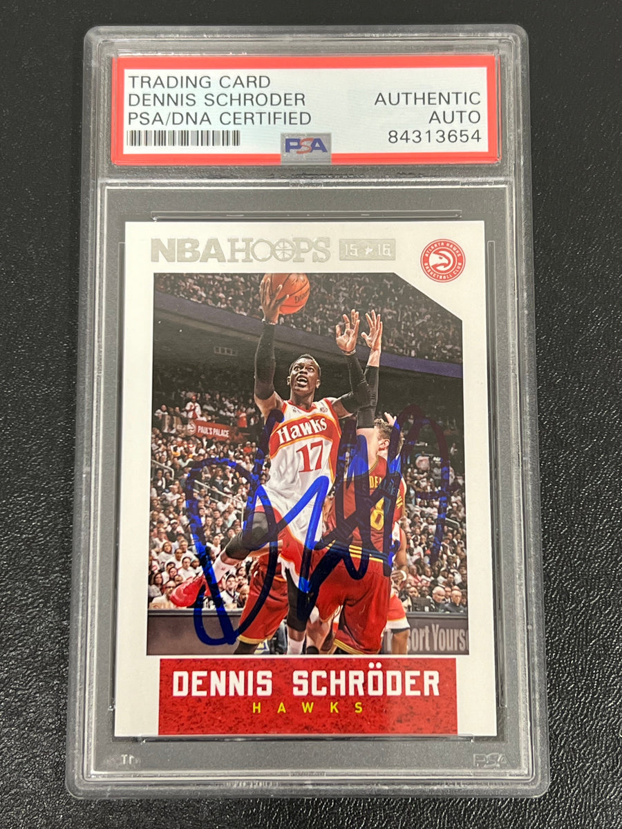 2015-16 NBA Hoops #89 Dennis Schroder Signed Card PSA AUTO Slabbed Hawks
