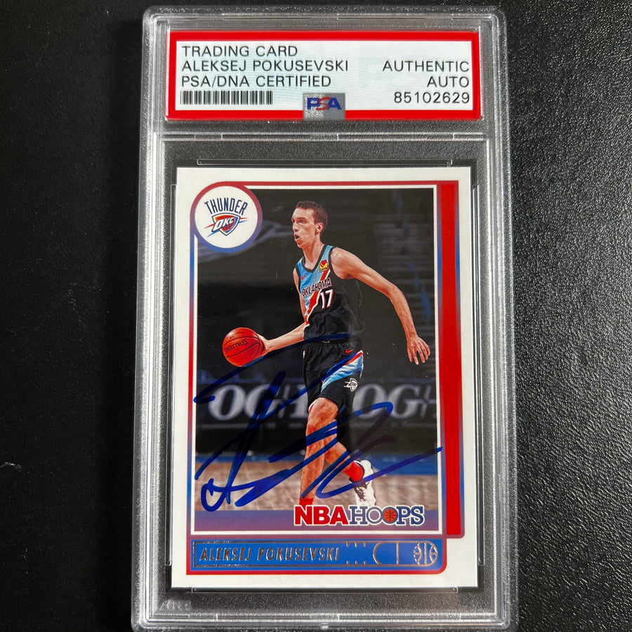 2021-22 Panini Hoops #13 Aleksej Pokusevski Signed Card AUTO PSA Slabbed Thunder