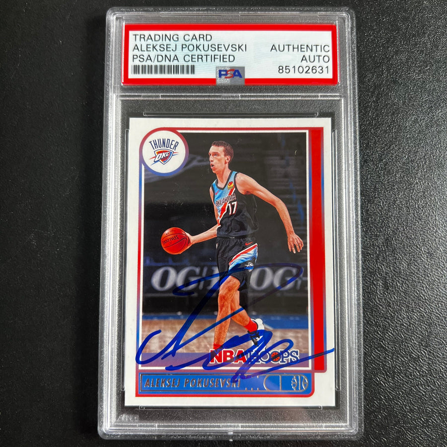 2021-22 Panini Hoops #13 Aleksej Pokusevski Signed Card AUTO PSA Slabbed Thunder