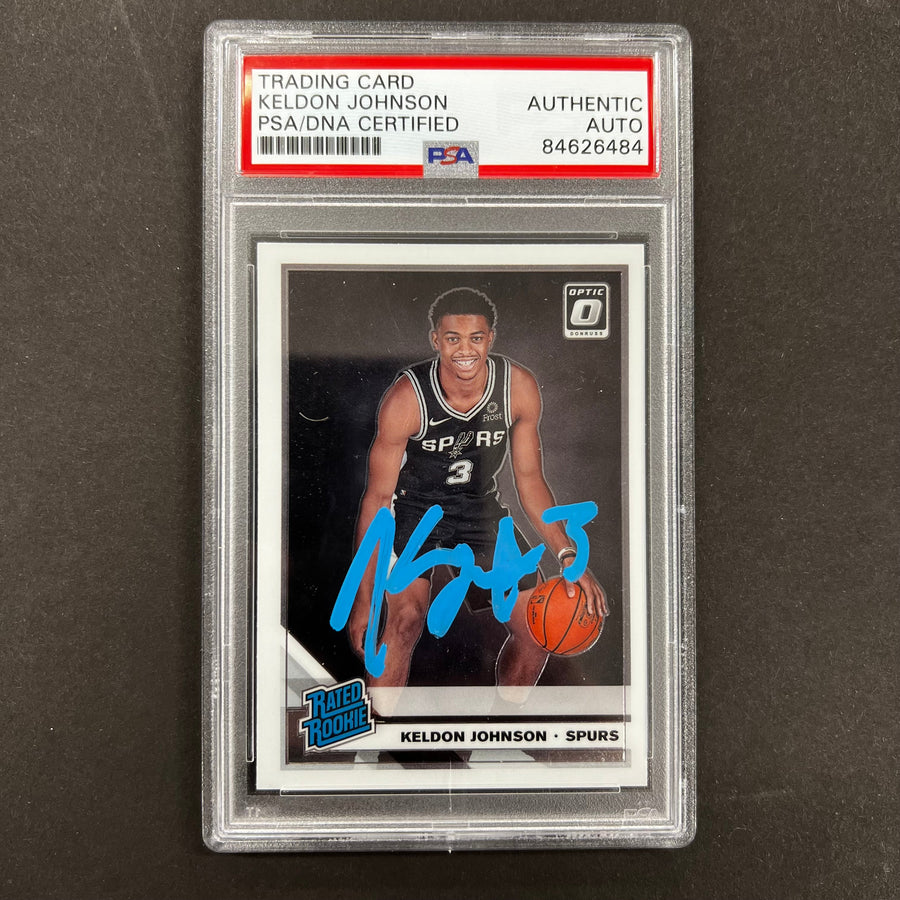 2019-2020 Panini Optic #186 Keldon Johnson Signed Card Auto PSA Slabbed RC Spurs