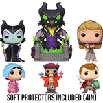 PREORDER (Estimated Arrival Q3 2024) POP Disney: Sleeping Beauty 65th Anniversary - Set of 6 (Including Deluxe Maleficent) with 4in Soft Protectors