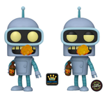 PREORDER (Estimated Arrival Q1 2025) Pop! Animation: Futurama - Bender (Specialty Series Exclusive) Chase and Common Set of 2 with Soft Protectors