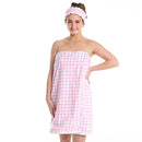 Pink Gingham Spa Wrap and Headband Set | Bath Body Towel Shower