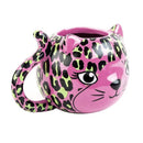 Pink Leopard Cat Mug | Cute Ceramic Coffee Tea Cup | Gift for Her