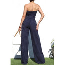 Pinstripe Smocked Top and Pants Set Ensemble in Navy [Sizes M-L]