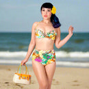 Pinup 1950s Natalia High-Waisted Bikini | Vintage Floral Two-Piece Swimwear [Sizes XS-XL]
