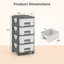 Plastic Storage Organizer with Compact Drawer Cabinet Side Table for Bedroom