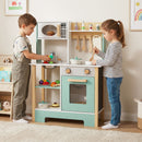 Play Kitchen Wooden Toy Kitchen Playset with Chalkboard Birthday Gift for Kids Aged 3 +