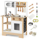 Play Kitchen Wooden Toy Kitchen Playset with Chalkboard Birthday Gift for Kids Aged 3 +