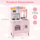 Play Kitchen for Kids Wooden Chef Pretend Playset with 3 Adjustable Heights Microwave