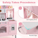 Play Kitchen for Kids Wooden Chef Pretend Playset with 3 Adjustable Heights Microwave