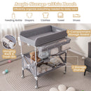 Portable Baby Changing Table with Wheels and Large Storage Rack