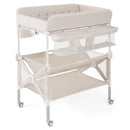 Portable Baby Changing Table with Wheels and Large Storage Rack
