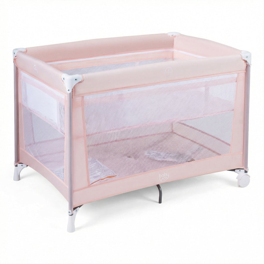 Portable Baby Playard Folding Travel Crib for Infants with Soft Mattress