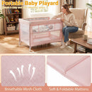 Portable Baby Playard Folding Travel Crib for Infants with Soft Mattress