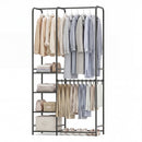 Portable Closet with Pants Hangers and 2 Hanging Rods and 4 Storage Shelves