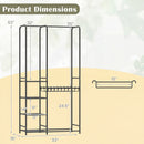 Portable Closet with Pants Hangers and 2 Hanging Rods and 4 Storage Shelves