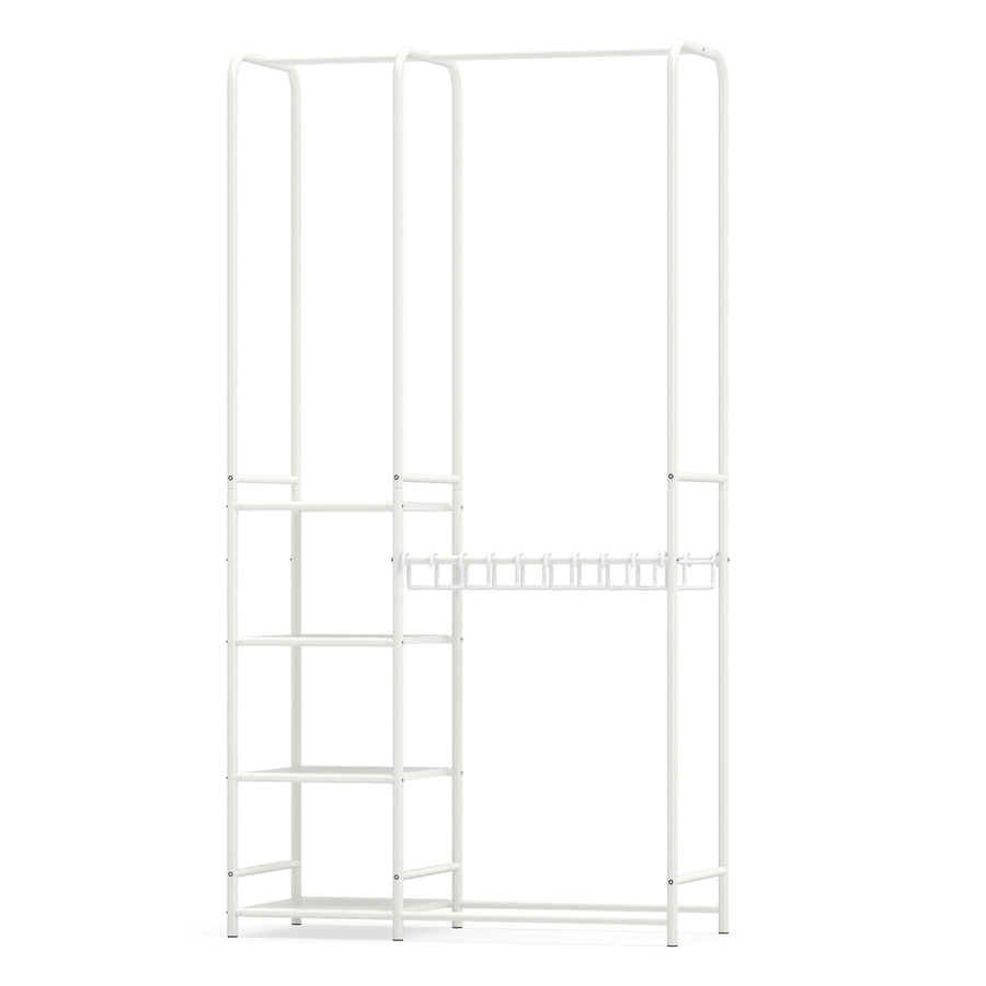 Portable Closet with Pants Hangers and 2 Hanging Rods and 4 Storage Shelves
