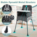 Portable High Chair for Travel Foldable with Adjustable Tray and Mesh Pockets-Gray