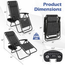 Zero Gravity Lounge Chairs Set of 2 with Cup Holders