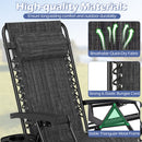 Zero Gravity Lounge Chairs Set of 2 with Cup Holders