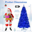 Pre-Lit Artificial Christmas Tree with 340 Blue LED Lights and 3 Modes-7 ft