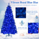 Pre-Lit Artificial Christmas Tree with 340 Blue LED Lights and 3 Modes-7 ft