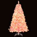Pre-Lit Tinsel Christmas Tree Artificial Xmas Tree with Lush Branch Tips Holiday Decoration