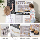 Pretend Play Kitchen with Utensils for Kids Aged 3+-White