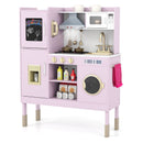 Pretend Play Kitchen Toy Kitchen Playset with Range Hood Ice Maker and Telephone