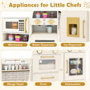 Pretend Toy Kitchen Set with Stoves and Water Dispenser-Beige