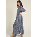 Printed Stripe Kimono Sleeve Maxi Dress [Available in Small and Large Only]