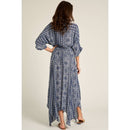 Printed Stripe Kimono Sleeve Maxi Dress [Available in Small and Large Only]