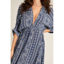 Printed Stripe Kimono Sleeve Maxi Dress [Available in Small and Large Only]