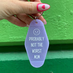 Probably Not the Worst Mom Motel Style Keychain in Purple