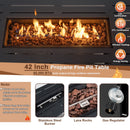 42 Inch 60 000 BTU Rectangular Propane Fire Pit Table with Waterproof Cover