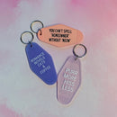 Purr More Hiss Less Motel Style Keychain in Pink Translucent