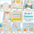 Wooden Baby Walker Push and Pull Learning Activity Center with Wheels-Blue