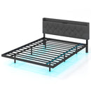 Full/Queen Size Floating Bed Frame with LED and Headboard and Charging Station