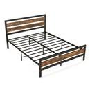 Full/Queen Industrial Bed Frame with Rustic Headboard and Footboard-Queen Size