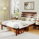 Full Size Bed Frame 15.5 Inch Solid Wood Platform Bed with Retro Headboard