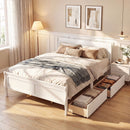 Queen Size Bed Frame with 2 Storage Drawers and Footboard