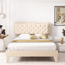 Full Size Bed Frame with Nail Headboard and Wooden Slats