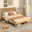 Twin/Full/Queen Size Bed Frame with Rattan Headboard