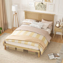 Twin/Full/Queen Size Bed Frame with Rattan Headboard