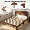 Queen Size Platform Bed Frame with Headboard - White